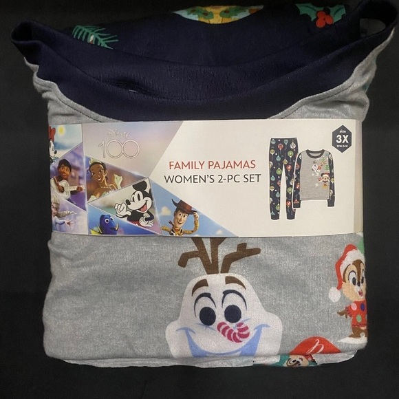Disney Pixar 100th Anniversary 2pc Pajama Set Women 3X Winter Christmas NWT - Picture 2 of 2